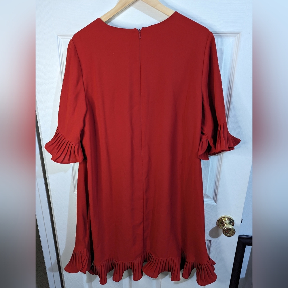 Alfani red flounce dress with bell sleeves size 16 - Picture 2 of 4